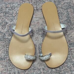 Giuseppe Zanotti Swarovski Crystal-Embellished Toe Ring Metallic Leather Sandals
